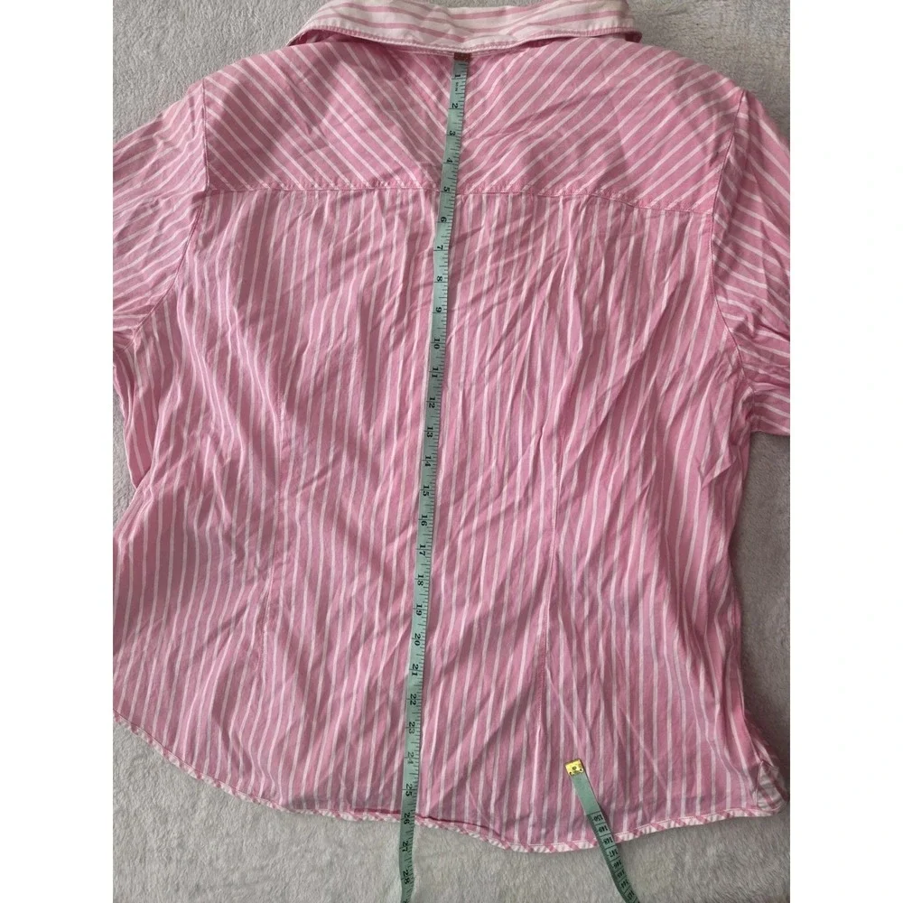 Tommy Hilfiger Womens Pink White Striped Button Down Shirt Size 20 Collared - Picture 8 of 10